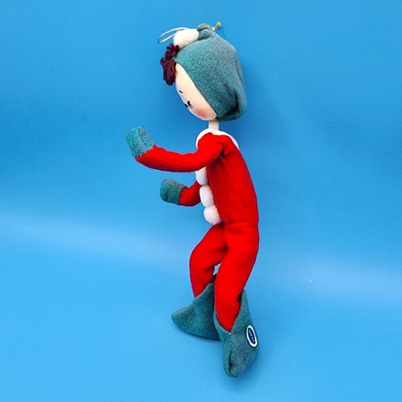 Vintage 1950s Pixie Elf Knee Hugger Japan Sockinette Face Ornament Red Green - Picture 6 of 12